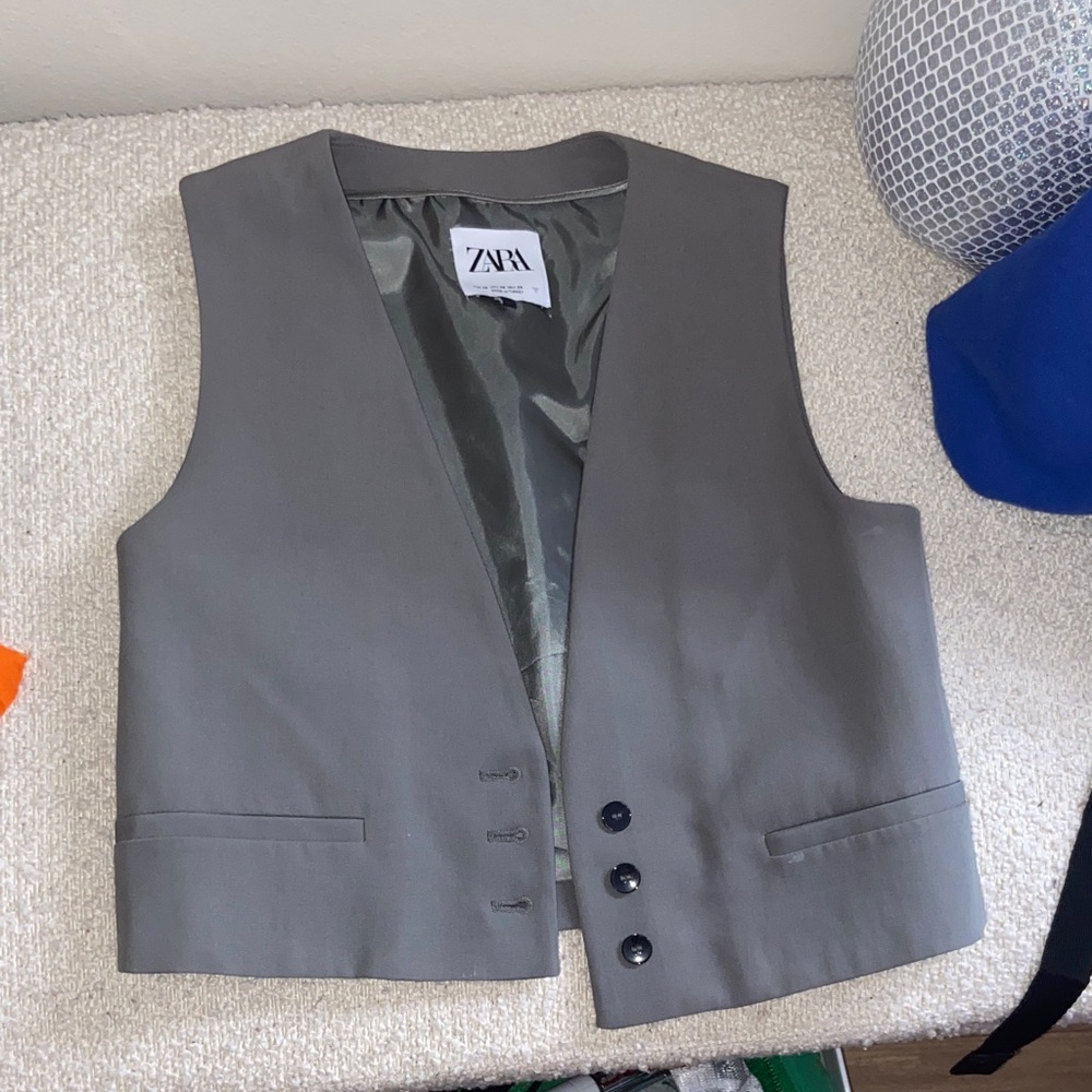Zara Charcoal gray Buttoned Vest